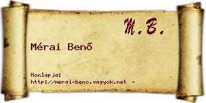 Mérai Benő névjegykártya